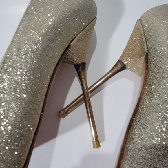 Stuart Weitzman Sabia Gold Glitter Metallic stiletto High Heels Pump Sz 7.5M - Picture 6 of 16
